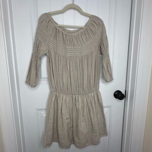 Beige Pleated Dress